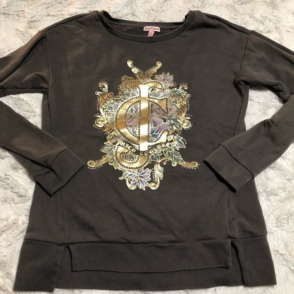 𝅺juicy Couture embellished crew neck sweatshirt tee size S